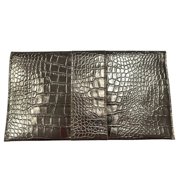 JJ Winters Metallic Gold Croc Embossed Envelope Clutch - Picture 5 of 6
